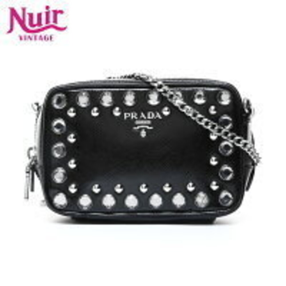 Prada Studded Camera Bag Shoulder Black - Picture 1 of 13